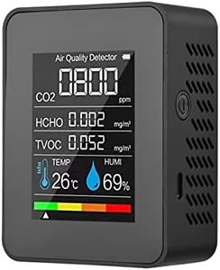 Domary Portable Air Quality Monitor Indoor CO2 Detector 5 in 1 Formaldehyde HCHO TVOC Tester LCD Temperature Humidity Tester Rechargeable CO2 Alarm Meter for Room Office Greenhouse Warehouse
