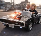 Kawaii Kids Licensed Kids Rideon Car | Toyota Legender | Lamborghini | Dodge Charger | Manual Plus Remote Control | Lights and USB Music Player | Kids Age - 1-5 (Dodge Charger - Double seat, Black)