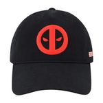 Marvel Deadpool Dad Hat, Face Logo Cotton Adjustable Baseball Cap with Curved Brim, Black, One Size, Black, One Size