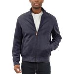 London Fog Men's Faux Suede Bomber Jacket, Navy, L