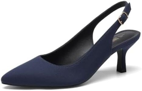 DREAM PAIRS Women's Kitten Heel Slingback Pointed Closed Toe Low Stiletto Heels Dress Bridal Elegant Wedding Pumps Shoes,Size 7,Navy-Suede-1,SDPU2444W