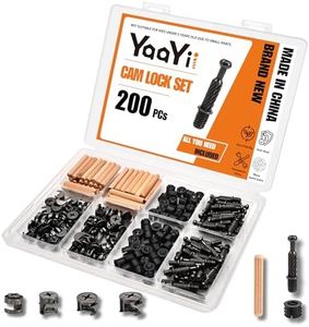 YaaYii Cam Locks for Furniture 3-in-1 Eccentric Wheels 200 Pcs, Black Furniture Cam Lock Fasteners Compitable with IKEA Hardware Parts, Multi-Size Repair Spare Parts Nut & Bolt Assortment Sets