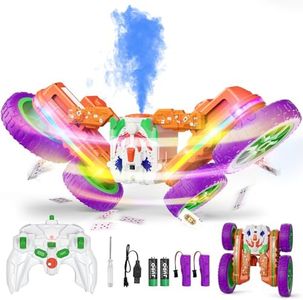 Terucle 360°Rotating Remote Control Car, 4WD RC Cars with Cool Spray, 2.4Ghz Double Sided RC Stunt Truck for 6-13 Year Old Boy Toys Birthday Gift