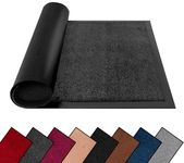 Washable Dirt Trapper Door Mats Indoor & Outdoor, Heavy Duty Non Slip Doormats, Stylish Rubber Backed Floor Mat, Super Absorbent Front Door Mat, Entrance Rug for Kitchen (40cm x 60cm, Anthracite)