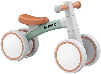 SEREED Children's Balance Bike from 1 Year, Balance Bike Toy for 12-36 Months Baby, First Bicycle Without Pedal with 4 Wheels for Boys and Girls, Toddlers First Birthday Gift, Green