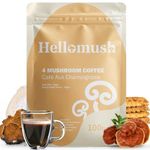 Hellomush Organic Instant Mushroom Coffee - Adaptogen Drink with Lion's Mane, Chaga, Reishi and Cordyceps, Alternative Substitute to Boring Plain Coffee 28 servings 100g