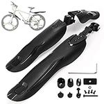 XCOZU Bike Mudguard, 3-Part Universal Thicken & Widen Bicycle Mudguards Set, Full Cover Mountain Bike Front & Rear Mud Guards, Adjustable Bike Fender for MTB Mountain Road Bike - Black