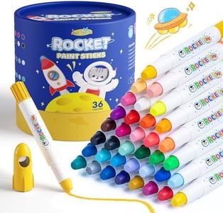 JUPITEARTH 36 Colors Tempera Paint Sticks, Washable Rocket Paint Sticks for Kids, Non-Toxic and Quick Drying