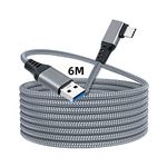 Mcbazel 6M(19.7ft) Type C Cable Compatible for Oculus Quest 2, Quest 3, Oculus Quest, 90 Degree Fast Charging Oculus Quest Link Cable High Speed Data Transfer Charging Cord for VR Headset, PC, Gaming