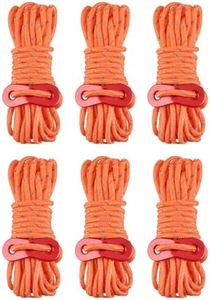 TRIWONDER Reflective Nylon Cord with Rope Adjusters, Tent Guyline Paracord Camping Rope for Tent, Tarp, Outdoor Packaging (Orange - 6 Pack)