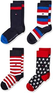 Tommy Hilfiger Classic, Calzini Unisex - Bambini e ragazzi, Navy/Rosso, 35-38