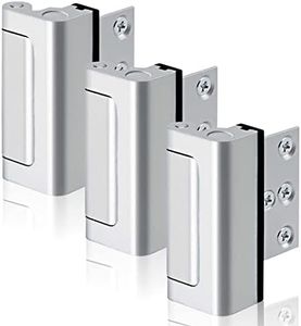 GreaTalent 3PACK Home Security Door Reinforcement Lock Childproof, Add High Security to Home Prevent Unauthorized Entry, Aluminum Construction Finish, Silver