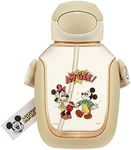 Skater PDSH6DX-A Water Bottle with Straw, 18.9 fl oz (530 ml), Mickey Mouse & Friends Cooking Straw Water Bottle, One Push for Kids