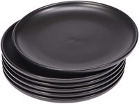 BonNoces Matte Black Porcelain Dinner Plate, 10-Inch Large Elegant Round Serving Plate Set Perfect for Steak, Pasta, Dessert and Salad, Set of 6