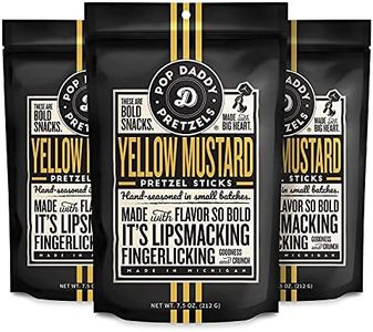 Pop Daddy Yellow Mustard, Healthy Bold Gourmet Flavored 7.5oz Pretzel Sticks 3 Pack