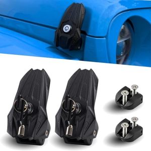 Upgraded Locking Hood Latches for 2007-2026 Jeep Wrangler JK JL & Gladiator JT Accessories, Aluminum Anti-Theft Jeep Hood Lock Catch Latch with 4 Keys, Patented Design Fighter Jet Shape, 1 Pair