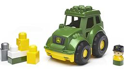 MEGA BLOKS John Deere Building Blocks Toy, Lil Tractor with 6 pieces, 1 Figure, Green, Fisher Price Gift Ideas for Kids