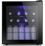 Antarctic Star Mini Fridge Cooler - 48 Can Beverage Refrigerator Black Glass Door for Beer Soda or Wine –Small Drink Dispenser Machine Knob Control Removable for Home, Office or Bar, 1.3cu.ft