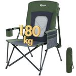 Portal Folding Camping Chair for Adults High Back Heavy Duty 180KG Load Foldable Garden Picnic Festival Collapsible Chair Oversized Hard Armrests Mesh Back Portable for Fishing Beach Patio