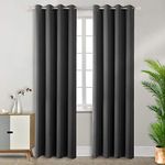 BGment Blackout Curtains - Grommet Thermal Insulated Room Darkening Bedroom and Living Room Curtain, 2 Panels of 52 x 95 Inch, Dark Grey