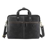 Goatter Hunter Leather 16" Inch Laptop Messenger Bag/Office Bag For Men(Cool Black)