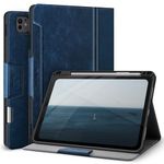 Antbox for iPad Pro 11 inch Case (M4) 2024, Built-in Pencil Holder, Fully Supports Pencil Pro and Pencil (USB-C), Auto Sleep/Wake Function PU Leather iPad Pro M4 11'' Case (Blue)