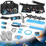 Foliv Kids Real Tool Set, Blue Junior Tool Kit with Real Hand Tools, Kids Tool Belt, Portable Tool Bag for Toddlers Boys Ages 6-8 Years Old (Blue)