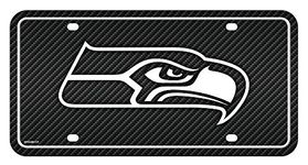 Rico Industries NFL Football Seattle Seahawks Carbon Fiber Metal Auto Tag 6" x 12" - Great for Truck/Car/SUV