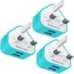 USB Charger Plug, Rekavin 3 Pack USB Plug Adaptor UK 3 Pin USB Mains Charger, Wall Plug Charge Head 5V/2 AMP Charging for iPhone 14/13/12/11/11 Pro/10/Xs/XS Max/XR/X/8/7/6 Plus/5/4, Android Phones