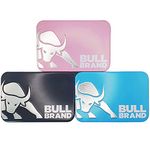 BULL BRAND Tobacco Tin Embossed Black Blue Pink Smoking Cigarette Caddy Free Pack of 50 Bull Brand Rolling Papers Included