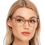 Stylish Cat Eye Computer Reading Glasses Designer Blue Light Block Eyeglasses Readers Anti UV400 Digital Eyestrain with Sping Hinge for Women,Champagne 3.5