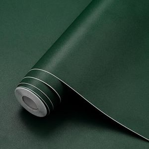 WADILE Peel and Stick Wallpaper 15.9in x 787.4in, Solid Color Contact Paper Waterproof, Vinyl Colored Wall Paper Self Adhesive, Textured Wallpaper Removable for Cabinets/Countertop, Dark Green