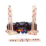 AmishToyBox.com Deluxe 8-Player Croquet Game Set with Duffel Carry Bag (Four 28"/Four 32" Handles)