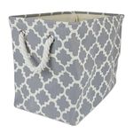DII Polyester, Collapsible, Convenient Storage Bin for Office, Bedroom, Closet, Toys, Laundry - Medium Rectangle, Gray Lattice