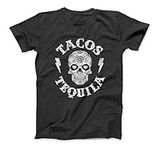 Tacos & Tequila Tshirt Mexican Food Drinking Tee Men Women T-Shirt NGO Gift Mens Womens Tank Top Sweatshirt Hoodie Longsleeve Black