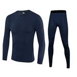 YUSHOW Kids Base Layer Thermal Underwear Set for Boy Long Sleeve Baselayer Top and Long Johns Compression Football Skins Boys Thermals Moisture Wicking Navy Blue