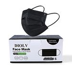 DIOLV Non Woven fabric 50 Pcs Kids Disposable Face Masks 4-Ply Breathable Masks Small Size Jet Black