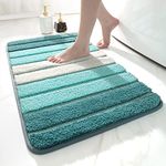 DEXI Bath Mat 50 x 80 cm, Non-Slip Washable Bathroom Mat, Extra Soft and Absorbent Bath Mats for Bathroom Floor, Tub, Shower, Turquoise