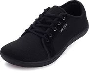 WHITIN Women's Minimalist Barefoot Shoes | Zero Drop Sole | Wide Width Fashion Sneaker, W81 | All Black, 10 Wide