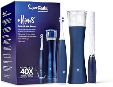 SuperMouth ULTIM8 Bundle - SmartBrush Electric Toothbrush+ SmartHub UV Sanitizer & Dryer + HubMate Microfiber Cleaning Tool - SuperBristles Clean 40X Better - Hygienic Maintenance Kit - Sapphire Blue