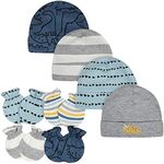 Gerber Baby Boys Cap and Mitten Sets 8pc Blue Dino 0-3 Months