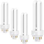 SLEEKLIGHTING 18 Watt T4 Double Tube CFL 4 Pin G24Q-2 Base Light Bulb 2700K 1050lm -Replaces PLC-18W 827 -Compact Fluorescent - Warm White Light 4pack