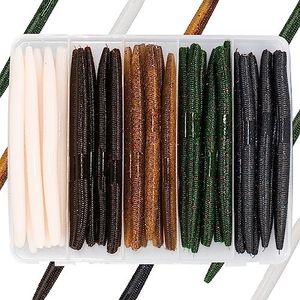 Bombrooster Fishing Soft Plastic Lures, 5 Inch Rubber Fishing Worms, Salt Impreatation Senko Worms for Bass Fishing (30 Pack)