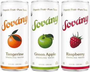 Sovány Flavored Sparkling Water, Variety Pack, Seltzer Water Drinks, USDA Organic, Made With Real Fruit, Non-GMO, Vegan, No Added Sugar, Low Calorie, Tangerine, Raspberry & Green Apple, 12 fl oz, 12 Pack