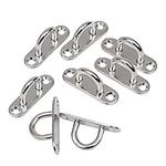 BELLE VOUS M8 Stainless Steel Pad Eye Plate Hooks (8 Pack) - Heavy Duty U-Shaped Wall/Ceiling Mount Rectangle Staple Hook (80 x 26mm) - Holds up to 200kg - Hardware Ring Hooks for Hanging