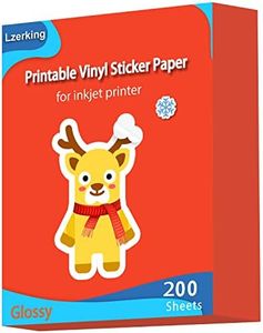 Lzerking Glossy Printable Vinyl 200 Sheets for Inkjet Printer Sticker Paper 8.5"x11" Adhseive Waterproof White Labels Decal Papers