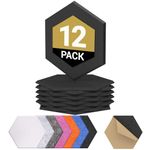 12 Pack Hexagon Acoustic Panels Self-adhesive, TONOR 12"x10"x0.4" High Density Sound Proofing Panels for Walls, Sound Deadening Treatment Sound Absorbing for Studio, Office, Home, Black