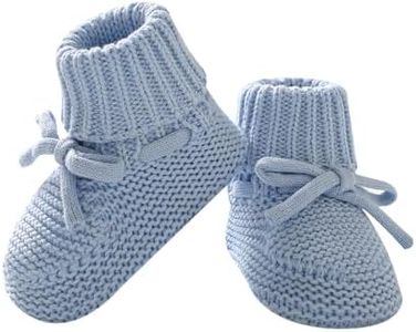 Hadetoto Baby Booties Newborn First Walkers Cozy Shoes Warm Knit Soft Booties for Toddler Infant Boy Girl (Light Blue, Infant, 3 Months, Age Range, US Footwear Size System, 6 Months, Medium)