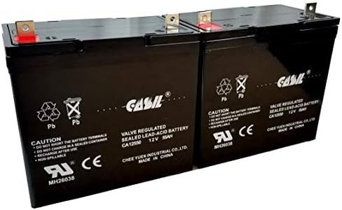 2 Pack 12v 55ah Group 22NF Pride Maxima Hurricane PMV Jazzy 600, 600 XL, 614, 614HD SLA AGM Battery Maxima 3-Wheel Scooter SC900 4 Wheel C940 Pursuit SC713 Sport SC715