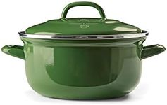 BK Indigo Dutch Heritage Round German Enamelled Casserole with Lid with PFAS-Free Ceramic Non-Stick Coating, 20 cm/2.5 Litre, Induction, Dishwasher Safe, Oven Safe, Green